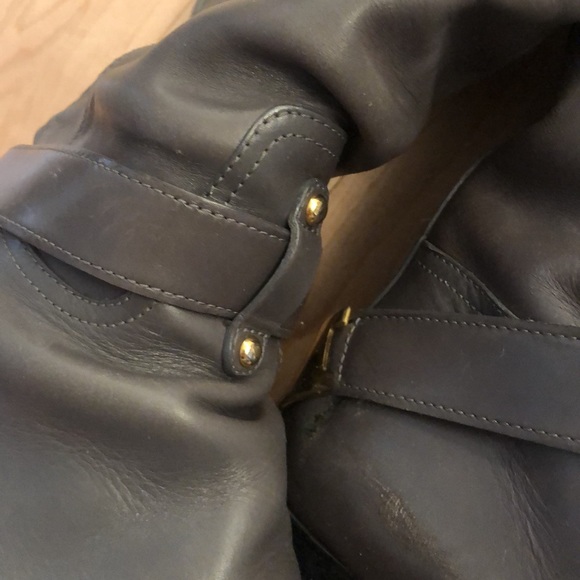 YSL Yves Saint Laurent Grey LEATHER BOOTS with Gold Hardware on the heel - Picture 13 of 14